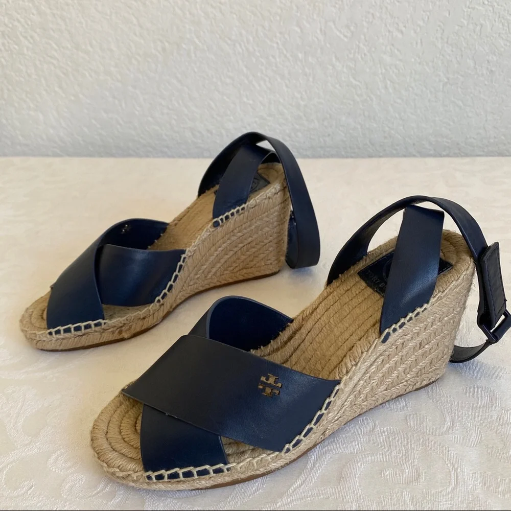 Tory Burch Bima Leather wedge Espadrille Sandal